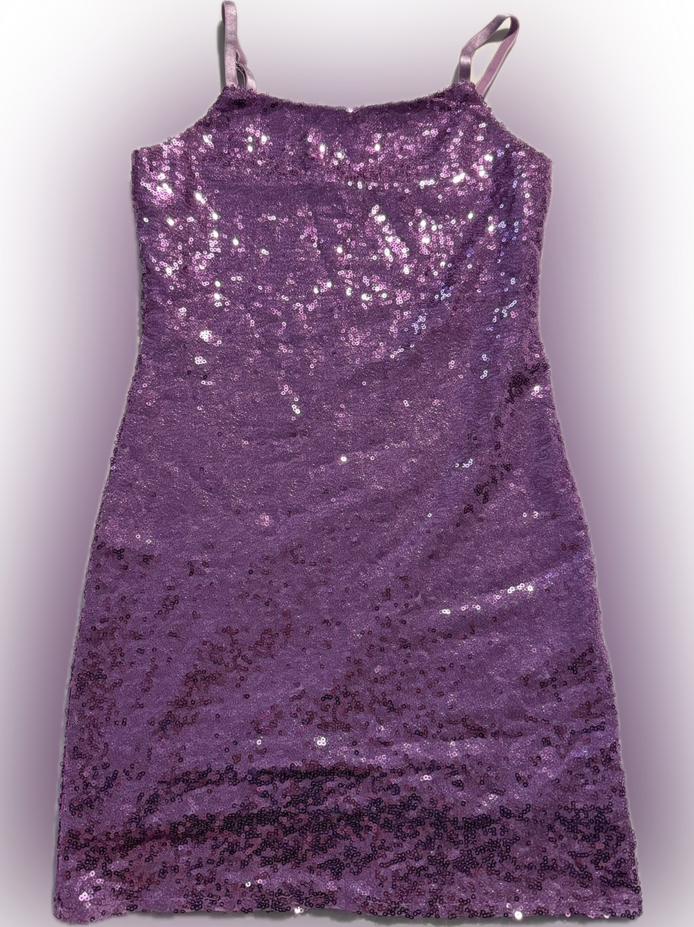 Purple Sequin Slip Dress